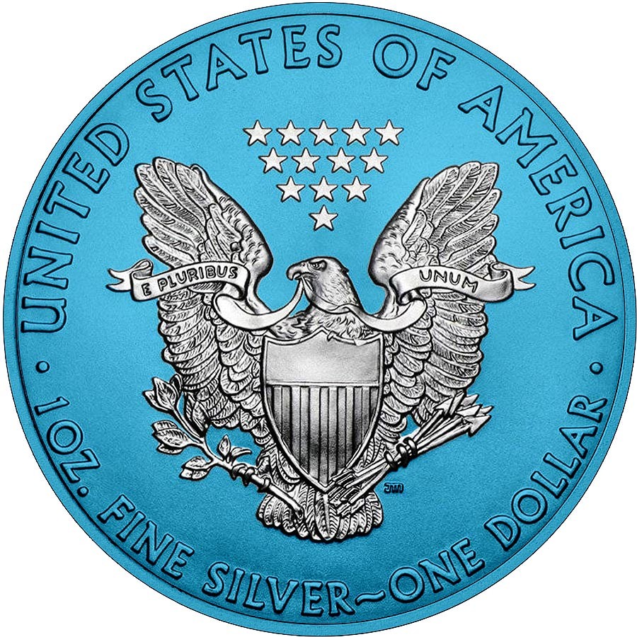 USA American Silver Eagle Walking Liberty SPACE BLUE series SPACE EDITION $1 Dollar Silver Coin 2019 Galvanic plated 1 oz
